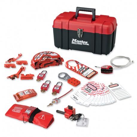 Personal safety lockout toolbox, valve & electrical focus with Zenex™ thermoplastic padlocks
