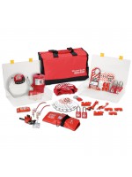 Group safety lockout kit, valve & electrical focus with Zenex™ thermoplastic padlocks