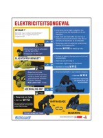 Bord met eerste hulp bij electriciteitsongeval in het Nederlands