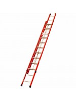 Insulating double extension ladder with rope