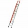 Insulating double extension ladder with rope, top part insulated