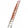 Insulating triple extension ladder with rope, top part insulated