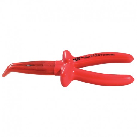 Insulated long nose pliers curved with insulated head