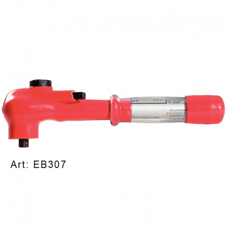Insulated torque wrench with reversible ratchet head with locking
