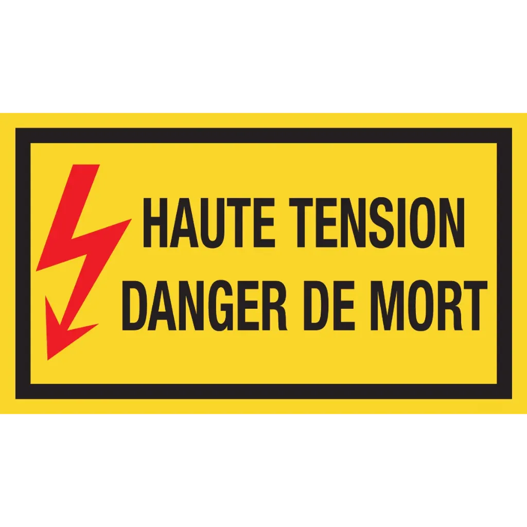 [HTDM 200X350] sticker HAUTE TENSION DANGER DE MORT (Frans)