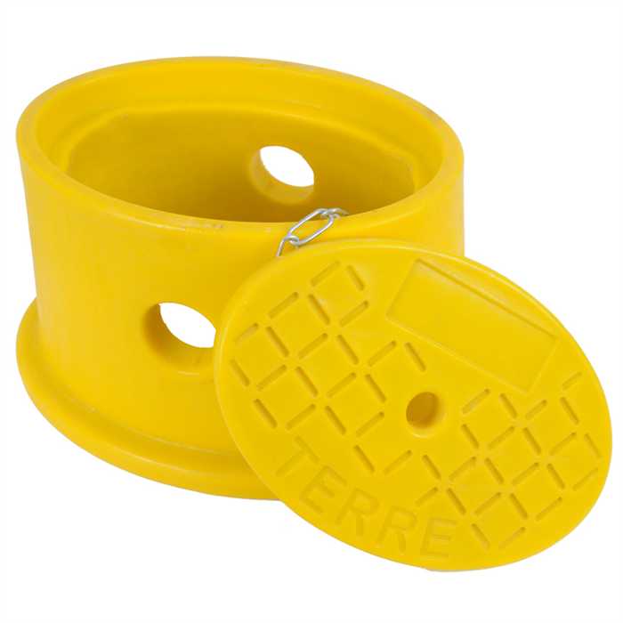 Regard de visite couleur jaune
Fabriquer en PEHD rempli de béton polyester
Dimensions au dessus 220/230mm (ovale)
En dessous : 235/330 mm
Hauteur 240 mm