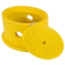 Yellow inspection pit - cover marked "TERRE" Manufactured from HDPE filled with polyester concrete Dimensions above 220/230mm (oval) Below: 235/330 mm Height 240 mm