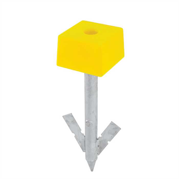 [1024Y] Yellow PEHD marking pole with anchor - block height 75 mm