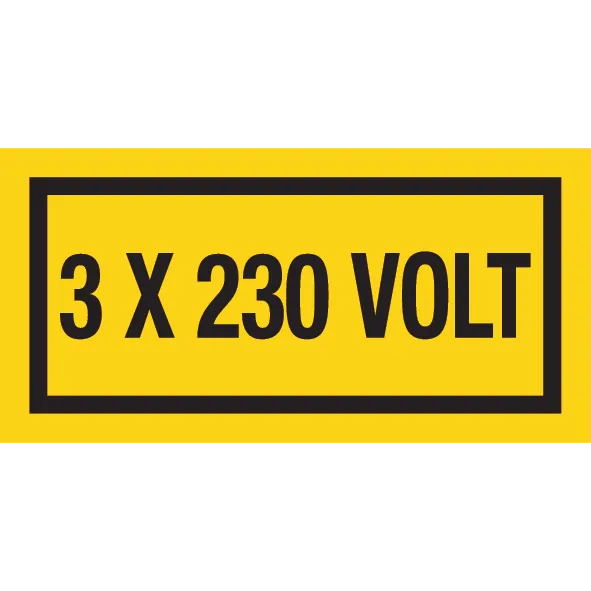 sticker 100x50 mm impression Noire/jaune -3x 230 VOLT