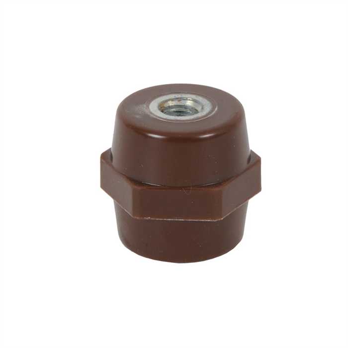 Isolateur époxy brune - hauteur 40 mm - inserts  fem/fem M12