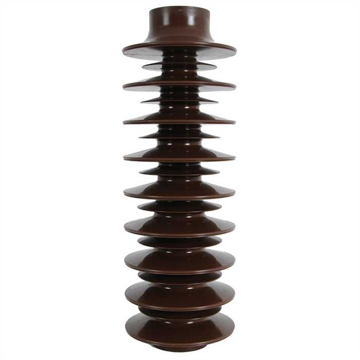 [SPI250-4 B4421] OUTDOOR cycloaliphatic  insulator – brown colour 
Service Voltage : 36/52 kV
Power frequency, wet (50 Hz, 1 min) : >95 kV
Lightning impulse (1.2/50 µs) : >250 kV
Height : 500 mm - Overall Diameter 170 mm
Creepage length = 1547 mm
Flexion resist
