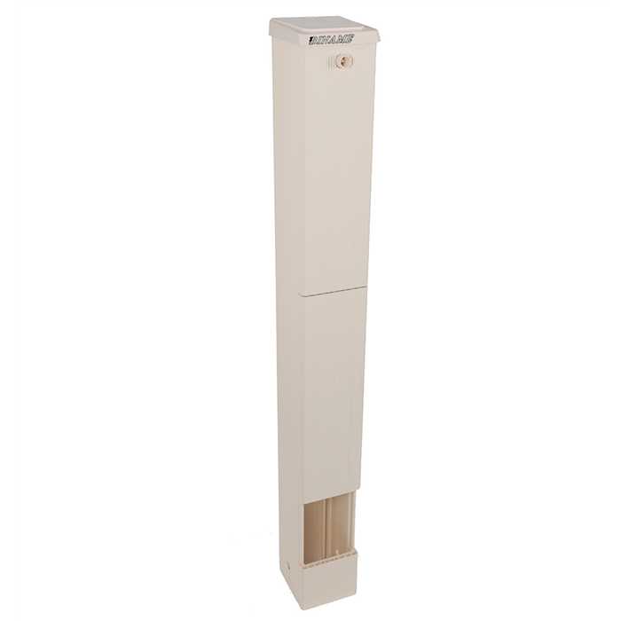 Borne pour protection cathodique - ivoire
Hauteur 1400 (700-hors-sol) porte 500 mm
4x bornes p/câble 50 mm² - Serrure triangulaire -