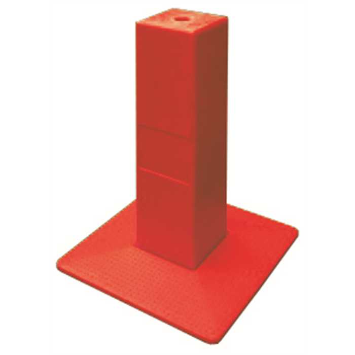 [APP50 PER RED] AP borne ROUGE  pyramidale ht 500 mm avec ancrage et plaque de base et PEHD rempli de beton