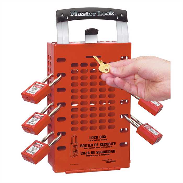 Boite de consignation de groupe Latch Tight - Portable ou murale - couleur rouge.
