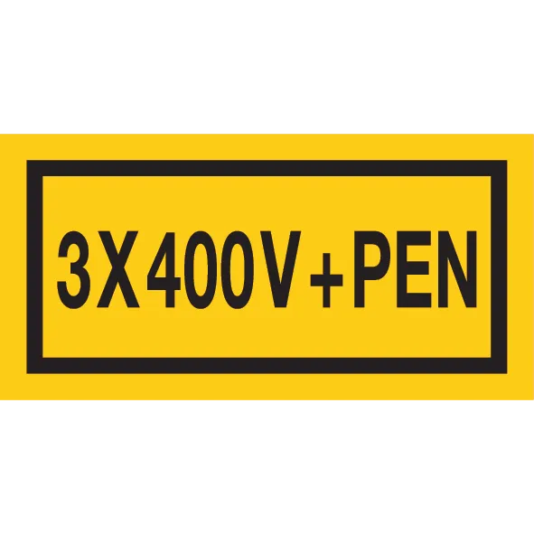 PM1531-84 - sticker vinyl autocollant N/J 50x100 mm - 3X400V+PEN