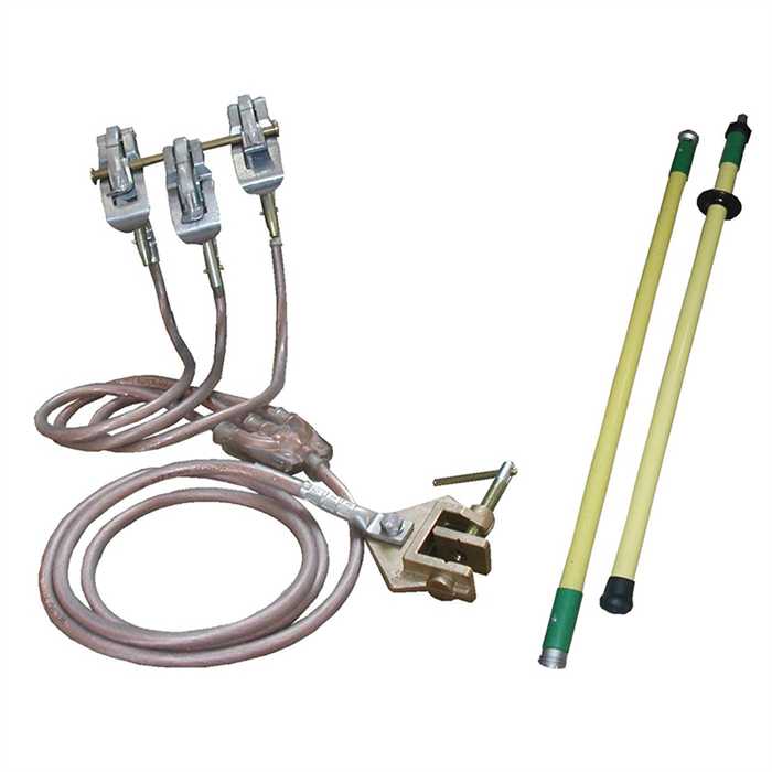 [S20-50/25-BI] Short circuiting and grounding equipment for bare overhead lines:composed of- 3x Line end clamps S20 DIN- 3x cables 50 mm² - 3 m- 1x earth cable 25mm² - 16m- 1x earthclamp MT40- 1x insulating stick PE2/300D -3m- 1x case