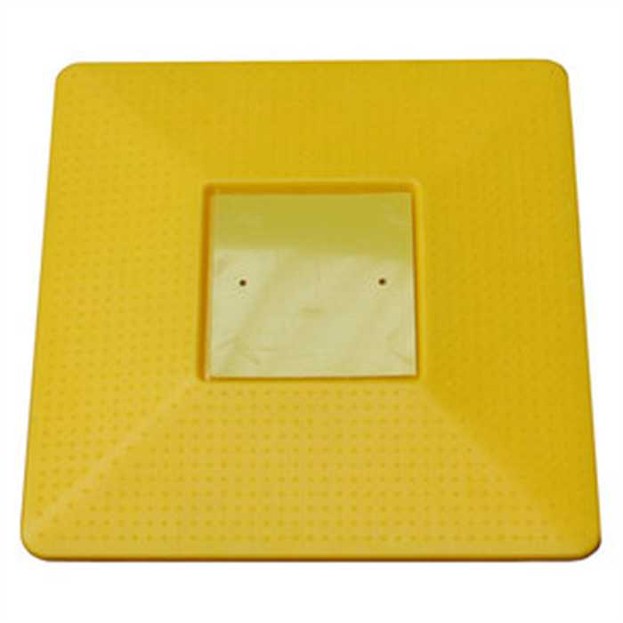 [PL400-YEL] Borne plate 400x400mm couleur jaune avec ancrage (450mm)