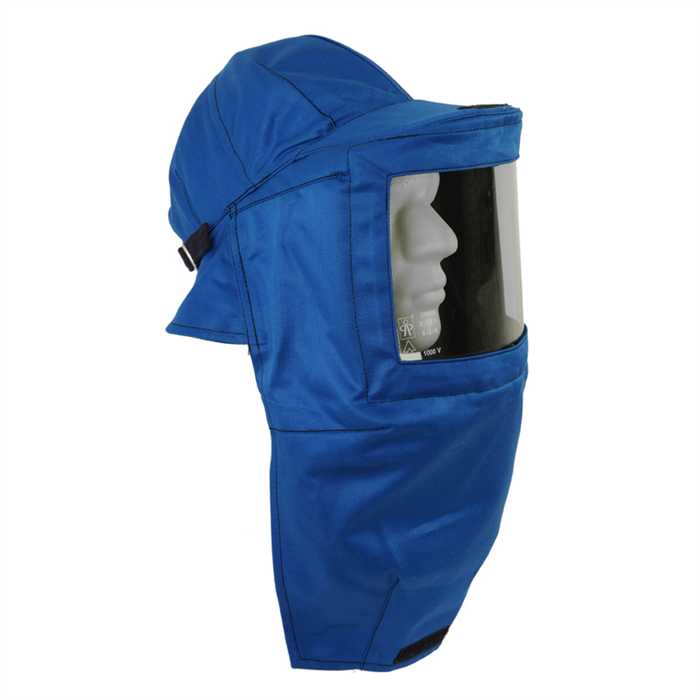 Electrician protective face screen with hood.
Faceshield dimensions 250x165mm
according to guideline 89/686/EEC + EN 166 + EN 167 + EN 168 + and GS-ET 29, class 1 (4kA/0,5s)
+ VLT >75% = Class 0