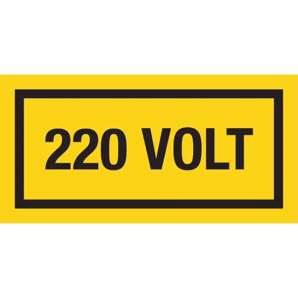 Sticker vinyl autocollant N/J 100x50 mm - 220 VOLT