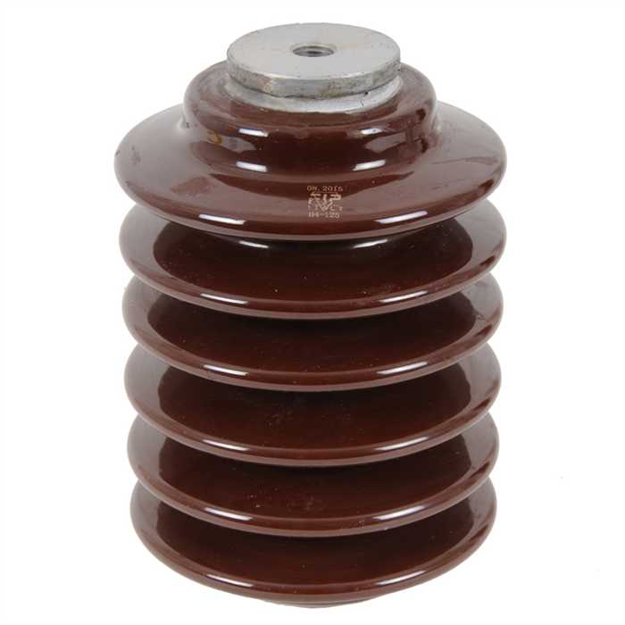 Isolateur porcelaine vernie brune pour extérieur 
Tension de service  24 kV - Fixation : M16/M16
Hauteur : 210 mm - Diamètre : 127 mm
Flexion : 4000 N - Ligne de fuite : 455 mm
