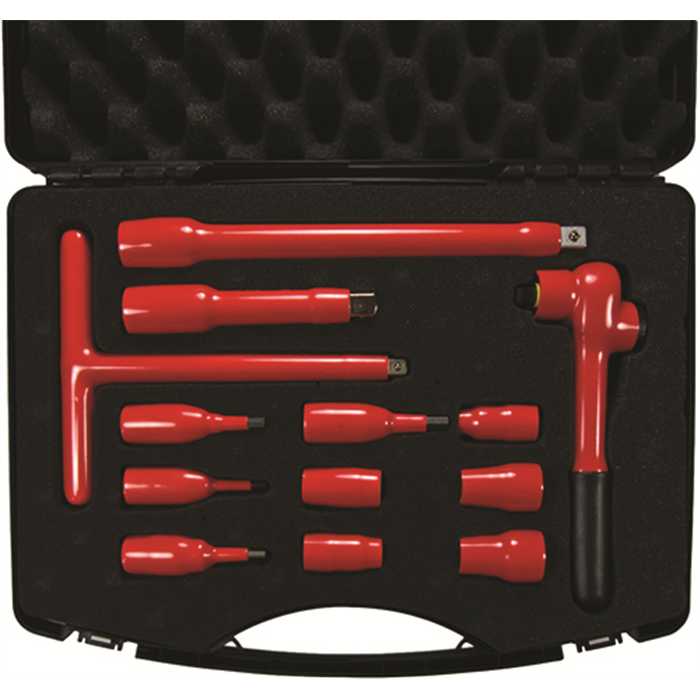 Set isolé avec douilles et un cliquet - 13 pcs - avec coffret
Conforme IEC 60900 (1000V ac / 1500 V dc)