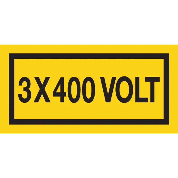 Sticker vinyl autocollant N/J 100x50 mm - 3x400 Volt