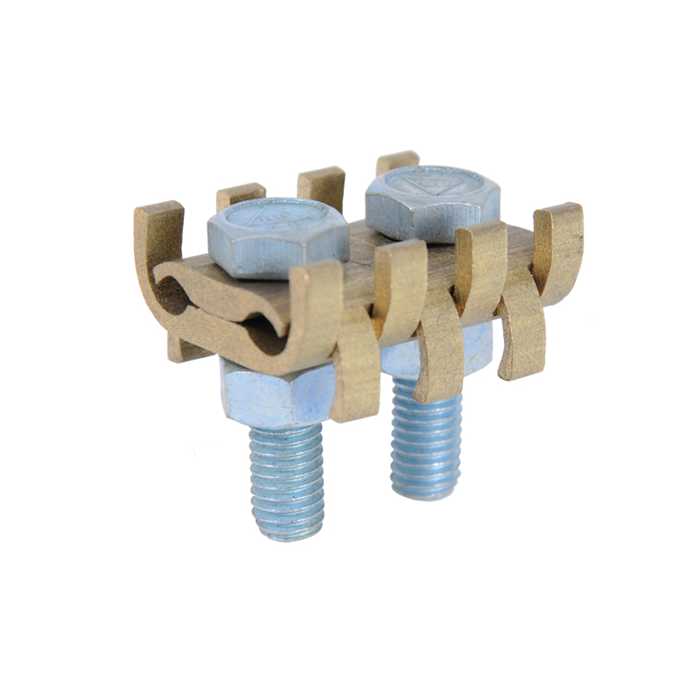 Parralel clamp in brass for diameter 6 to 8 mm - (section 16 à 50 mm²)
2 bolts version - Body made of brass - bolts zinc electropolated steel