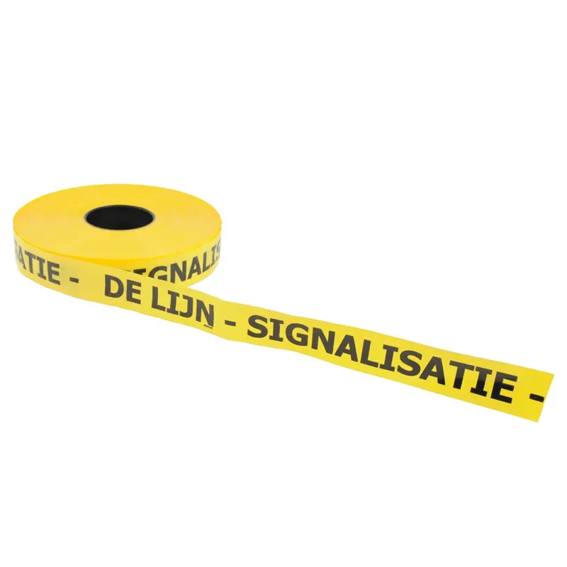 Ruban avertisseur souterrain en PE - Ruban couleur jaune – texte noir
texte : DE LIJN - SIGNALISATIE
Dimensions : longueur 250m - Largeur 40 mm – épaisseur 0,15 mm
