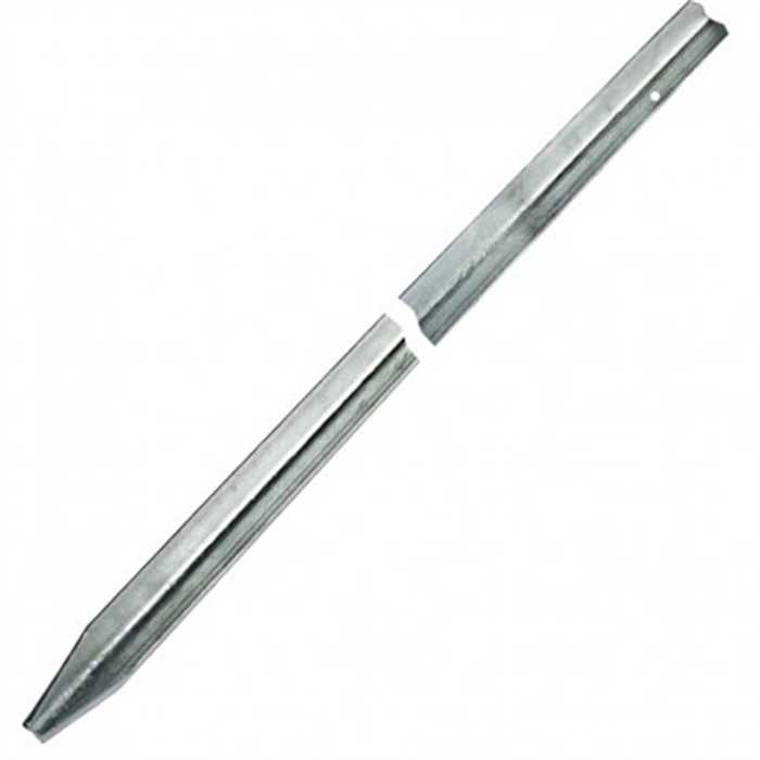 Piquet de terre en croix avec 1 trou en acier galvaniser à chaud 
Dimensions : 50x50x3 mm - Longueur 1,50 m - Poids unit 5.04 kg
Galvanisation a chaud -épaisseur zinc 450 gr/m²