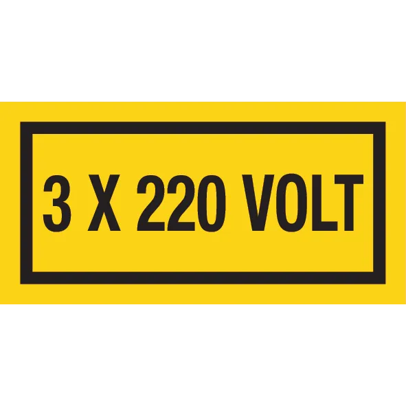 Zelfklever 3x220 VOLT - afmeting 100x50mm