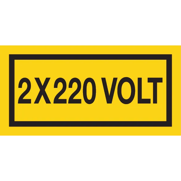 Sticker vinyl autocollant N/J 100x50 mm - 2x220 VOLT