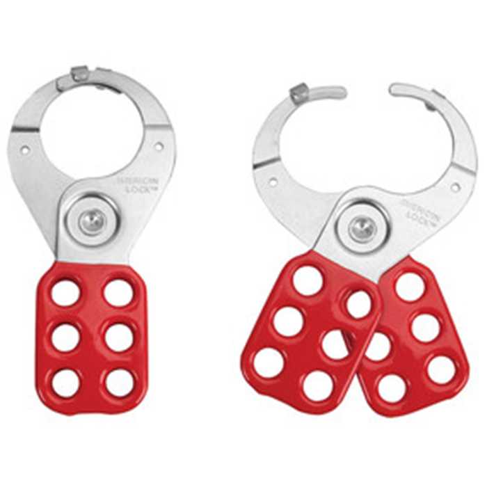 Steel Lockout Hasp, 38 mm Jaw Clearance.
steel jaw with red vinyl coated handle