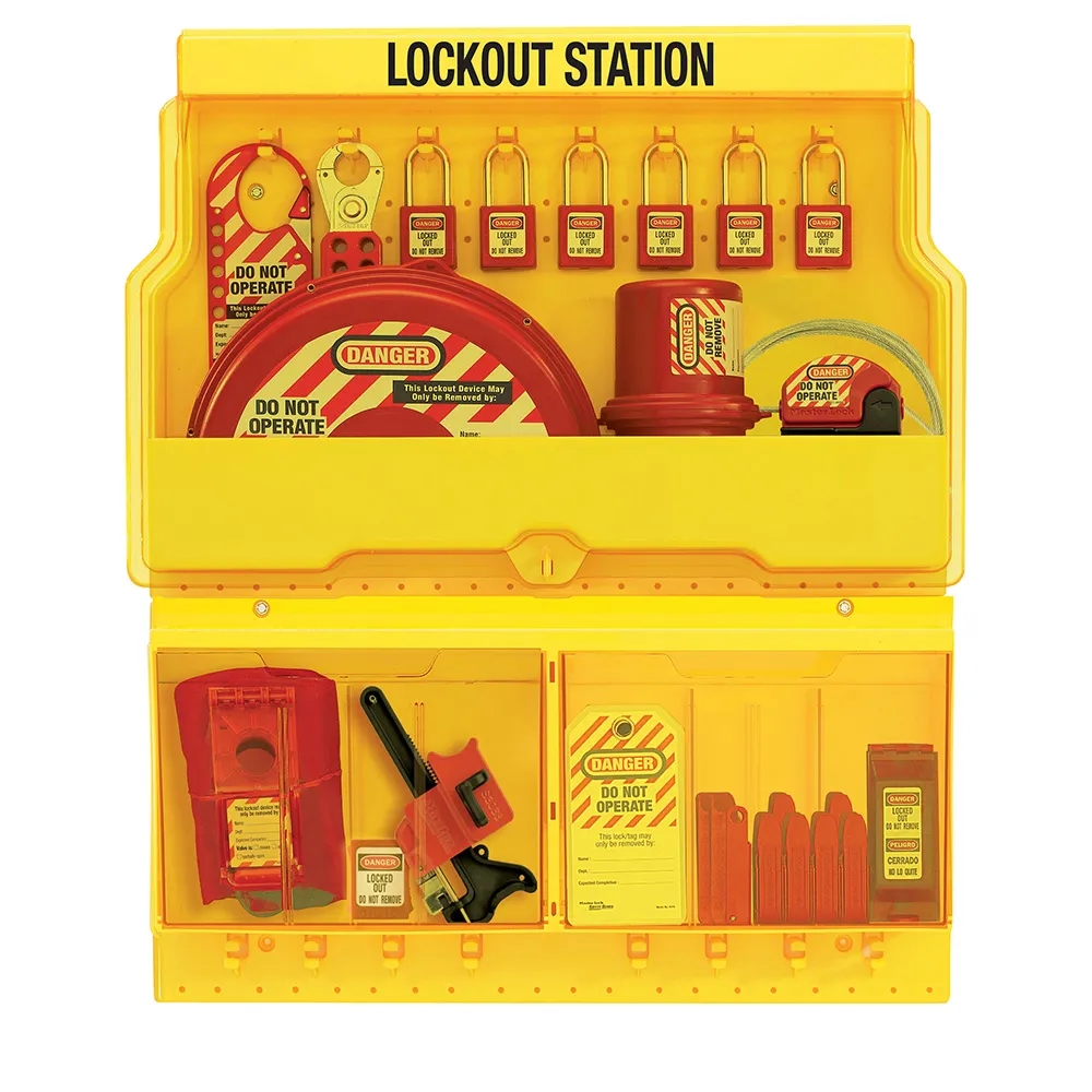 [S1900VE410] Deluxe Lockout Station. Valve and Electrical Lockouts, 410RED Zenex™ Thermoplastic Locks.