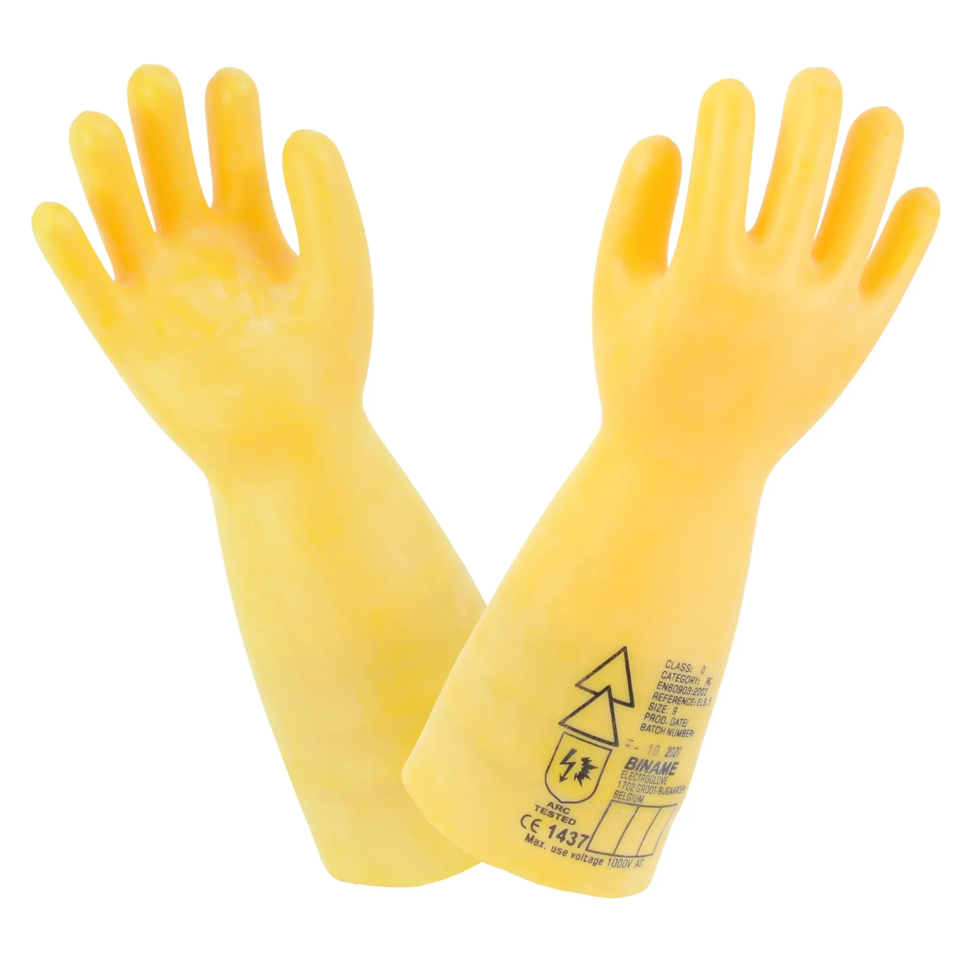 [ELS 05-T08] Electro handschoenen - Latex gesneden rand - Classe 0 - 1000 V - mouw 360mm (T8)