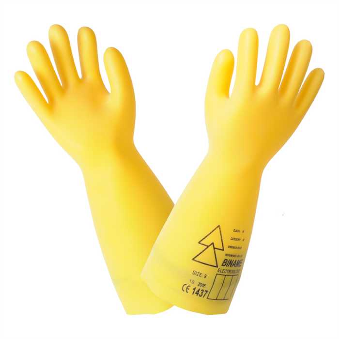 [ELS 05-T08] Electro handschoenen - Latex gesneden rand - Classe 0 - 1000 V - mouw 360mm (T8)