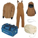 ARCFLASH set – ATPV: 65 cal/cm² – caramel  Jacket  Bib overalls  Hood with face shield  Face shield storage bag  Carrying bag