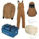 Ensemble ARCFLASH - ATPV : 98 cal/cm² - Caramel - Veste - Côte à bretelles - coiffe avec écran - sac écran - sac transport.