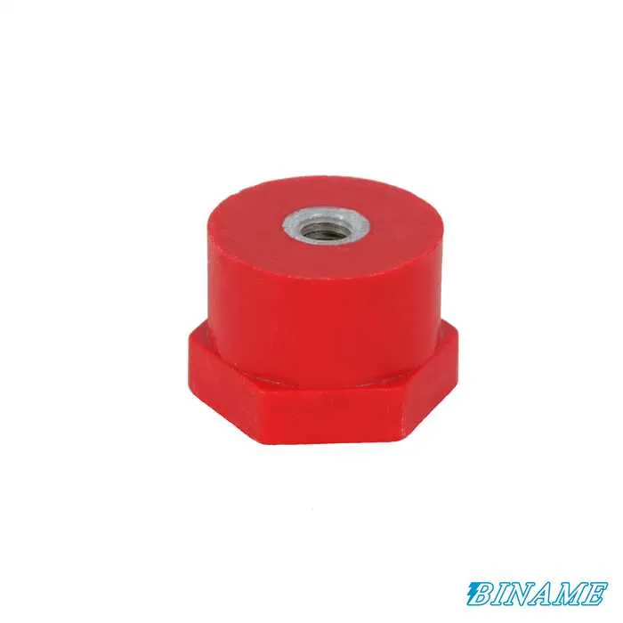 [CT/P30M6] Isolateur colonne polyverre - hauteur 30 mm - diamètre 40 mm - inserts femelle/femelle (M6/M6)