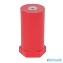 Isolateur colonne polyverre rouge - hauteur 80 mm - diamètre 40 mm - inserts femelle/femelle