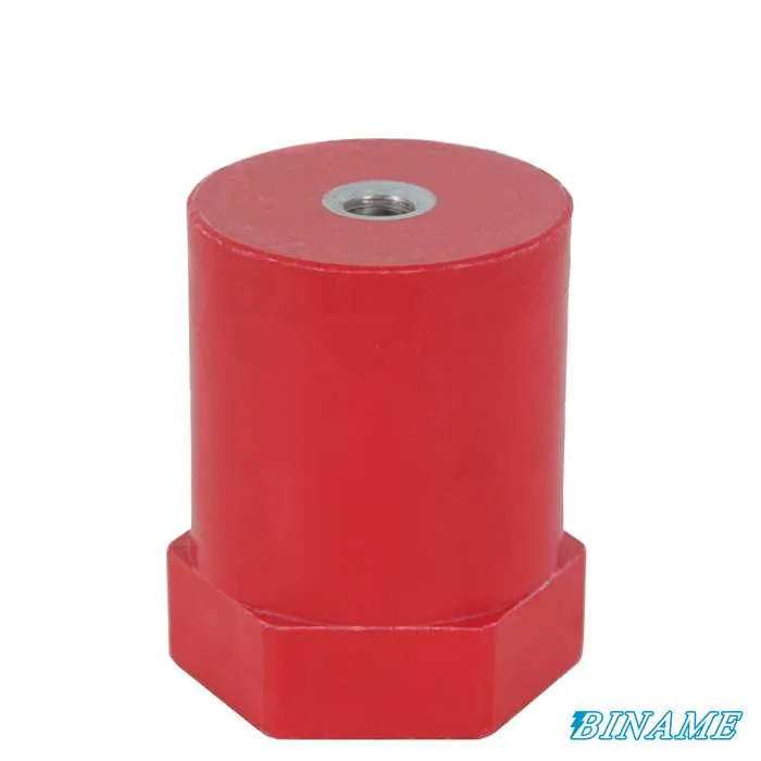 Isolateur colonne polyverre - hauteur 80 mm - diamètre 60 mm - inserts femelle/femelle