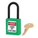 Lockout padlock – 406 – insulated shackle – 3.8 cm wide body, 4.4 cm height, 3.8 cm shackle clearance.