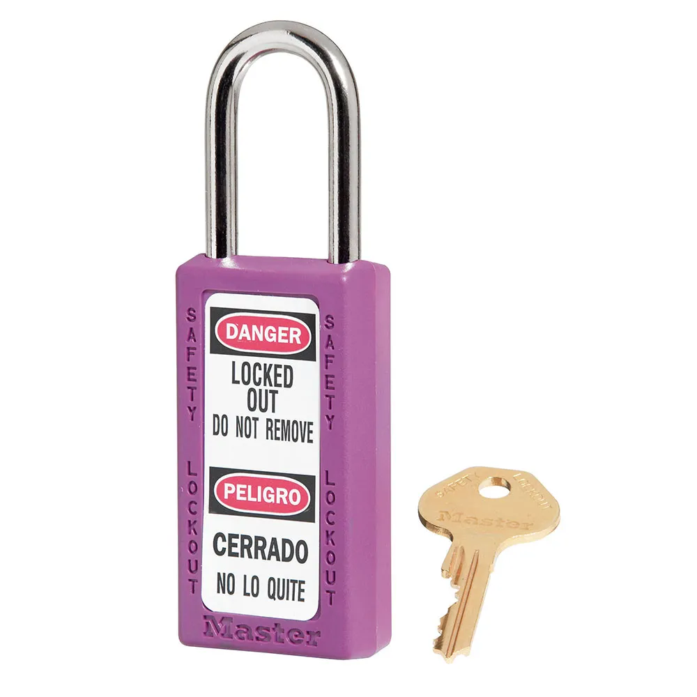 Lockout padlock – 411 – 3.8 cm wide body, 7.6 cm height, 3.8 cm shackle height.