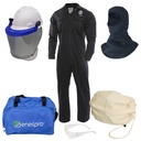 ARCFLASH KIT – ATPV 12 Cal/cm² – Donkerblauw Inclusief: Overall, Helm met vizier, Kap, Katoenen hoes, Tas