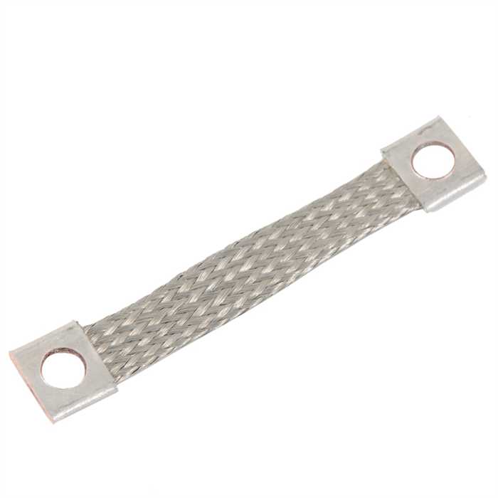[CSTPCE16-100-6] Connexion souple en tresse plate cuivre étamé - Section 16 mm² (Long. entre axes : 100 mm, Ø6,5mm (pour M6))