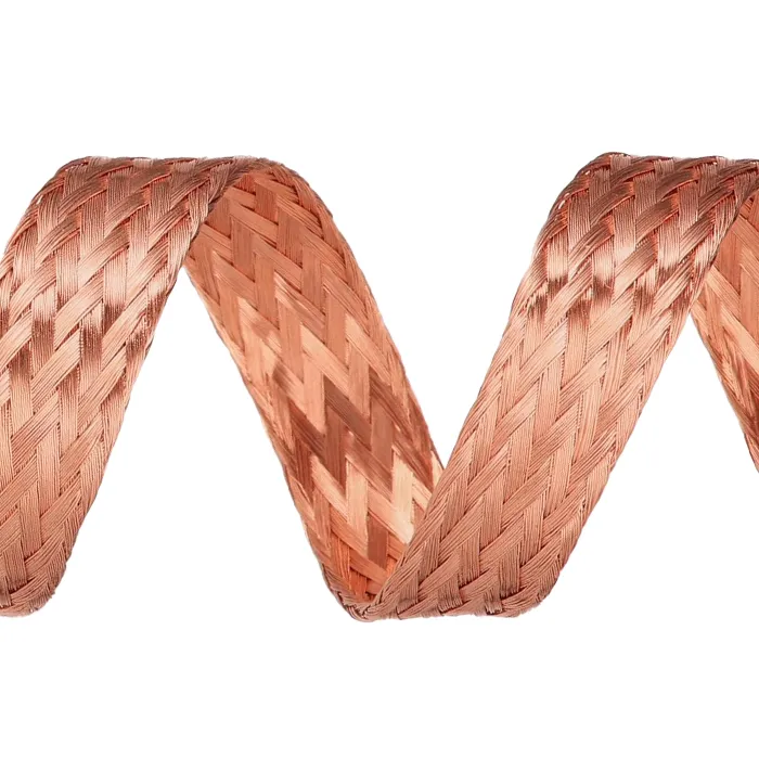 [TPCR04 (15/100)] Tresse plate cuivre rouge (Section : 4 mm², 15/100)