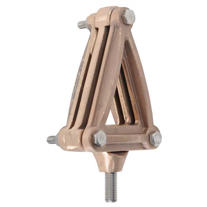 [BPPV-80M10/2] Bronzen railsteun voor montage op isolator Voor verticale montage van rails (op kant) (80 mm, voor 2 staven de 10 mm, M10)