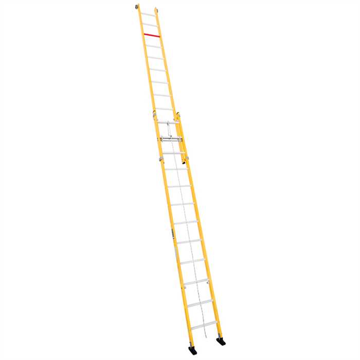 [BINF2P210C] Geïsoleerde schuifladder met 2 delen – touwbediend type, stijlen en sporten van polyester glasvezel (10 sporten – Ingeschoven lengte: 3,00 m – Uitgeschoven lengte: 4,96 m)