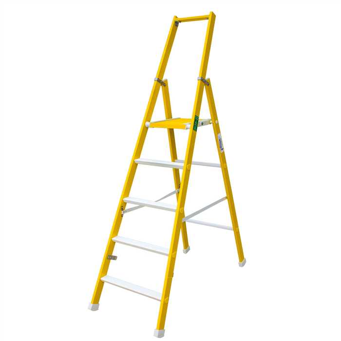 [BF6TP03CW] Escabeau - marchepieds isolant – (couleur jaune) (3 marches plateforme comprise - long. repliée : 1,63 m - hauteur sur plateforme : 0,728 m)