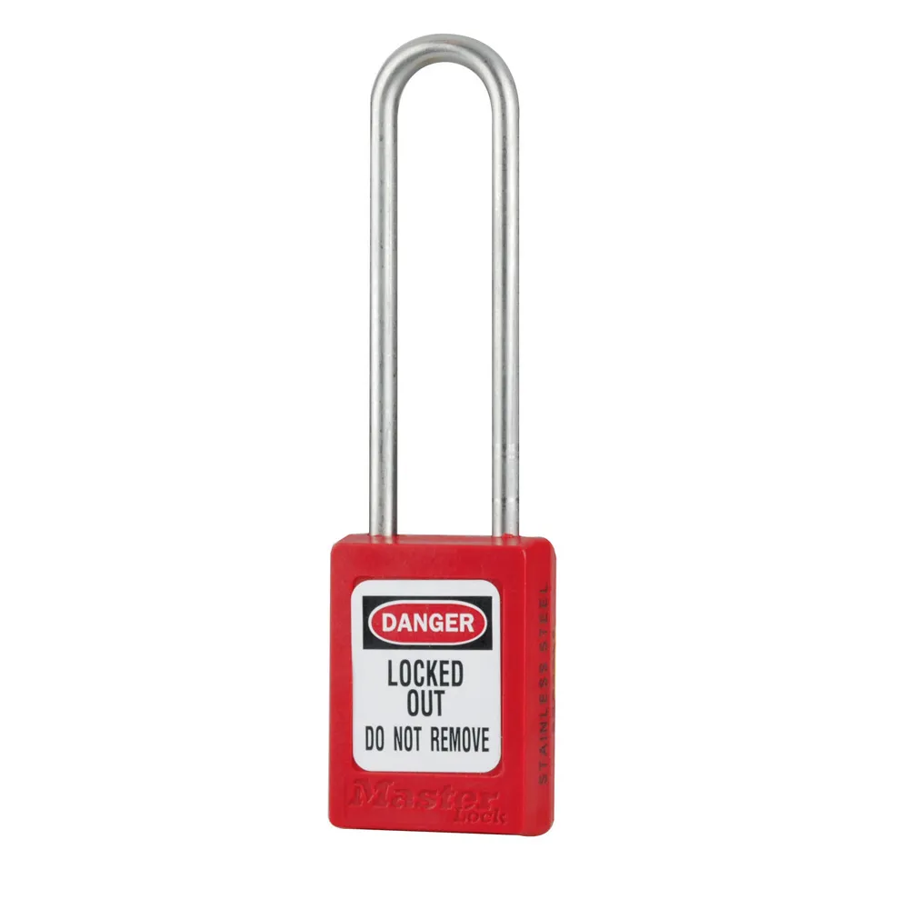 [S31LTRED] Cadenas de consignation - S31 LT - thermoplastique Zenex™ avec longue anse en acier inoxydable - avec système de retenue de clé (Rouge, Clés différente = -)