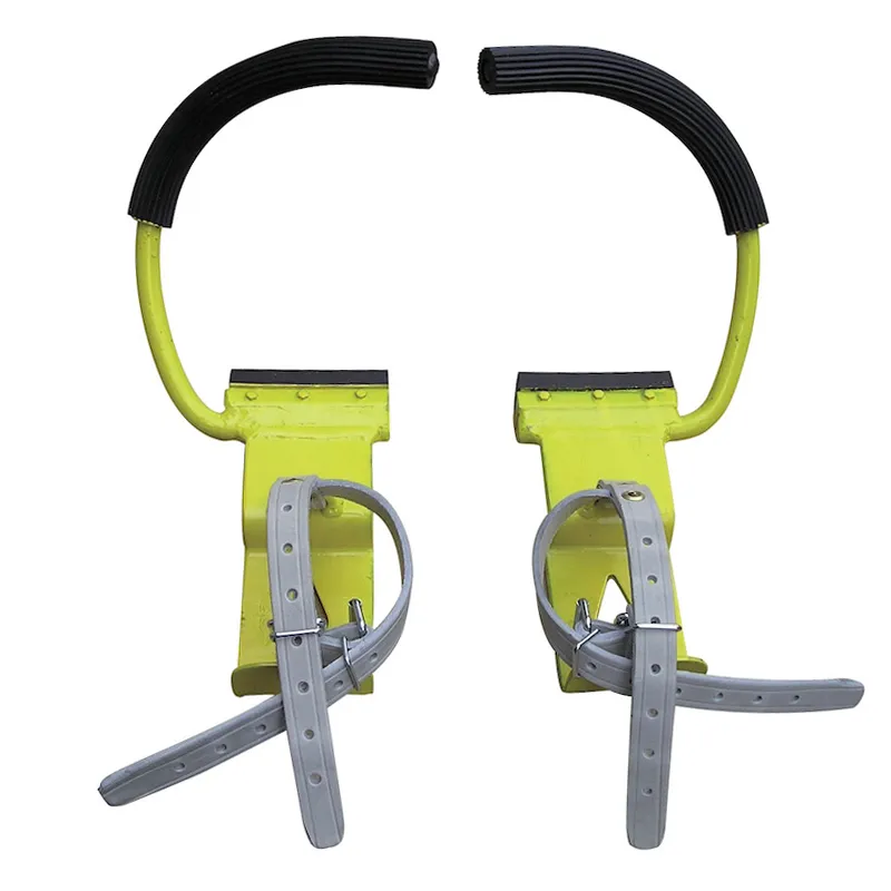 Fixed Climbing Spurs – Non-adjustable
For metal poles – opening diameter: 18 cm
Shank partially covered with a rubber tube
Rubber-padded stopper for protection
Top-quality leather straps
Weight: 3.9 kg – per pair (18 cm)